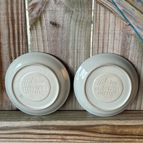 Set of 2 Vintage Blue Harkerware Stone China Ovenproof Saucers Size 6” - Picture 4 of 6